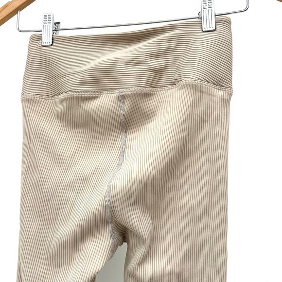 Year Of Ours Ribbed Lace Up Football Leggings Workout Pants Beige Small Caribou - Picture 5 of 8